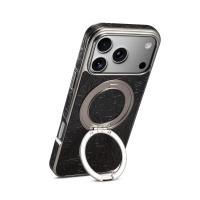  Retro Tang-style Flower 360 Rotating Gear Kickstand Electroplated Case for iPhone 17 Pro, Black
