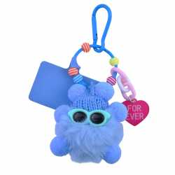  Cute Coal Ball Keychain - Fluffy Phone Charm, Light Blue