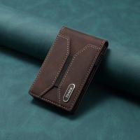 PU Skin-Feel Elastic N52 Magnetic Top-Bottom Opening Large-Capacity Wallet Card Holder, Brown