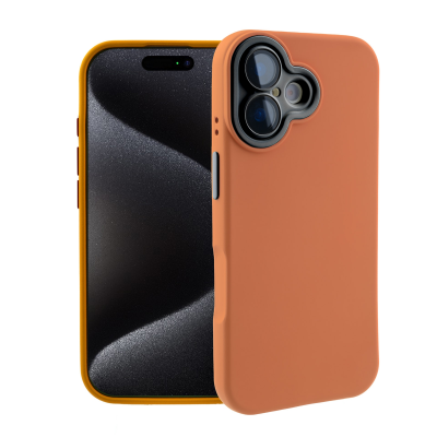  Color Block Silicone Case for iPhone 17 - Color Block Lens Protection, Orange