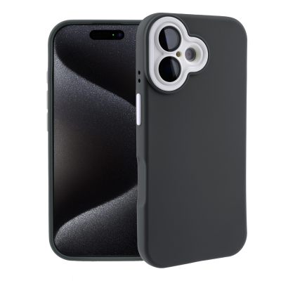  Color Block Silicone Case for iPhone 17 - Color Block Lens Protection, Black
