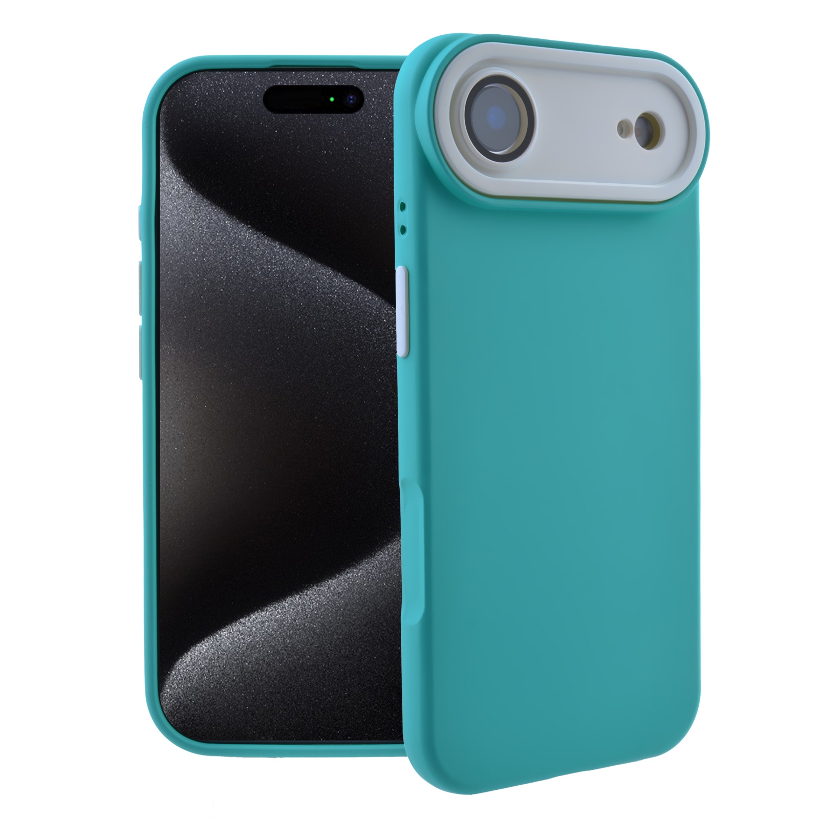 Color Block Silicone Case for iPhone Air - Color Block Lens Protection, Green