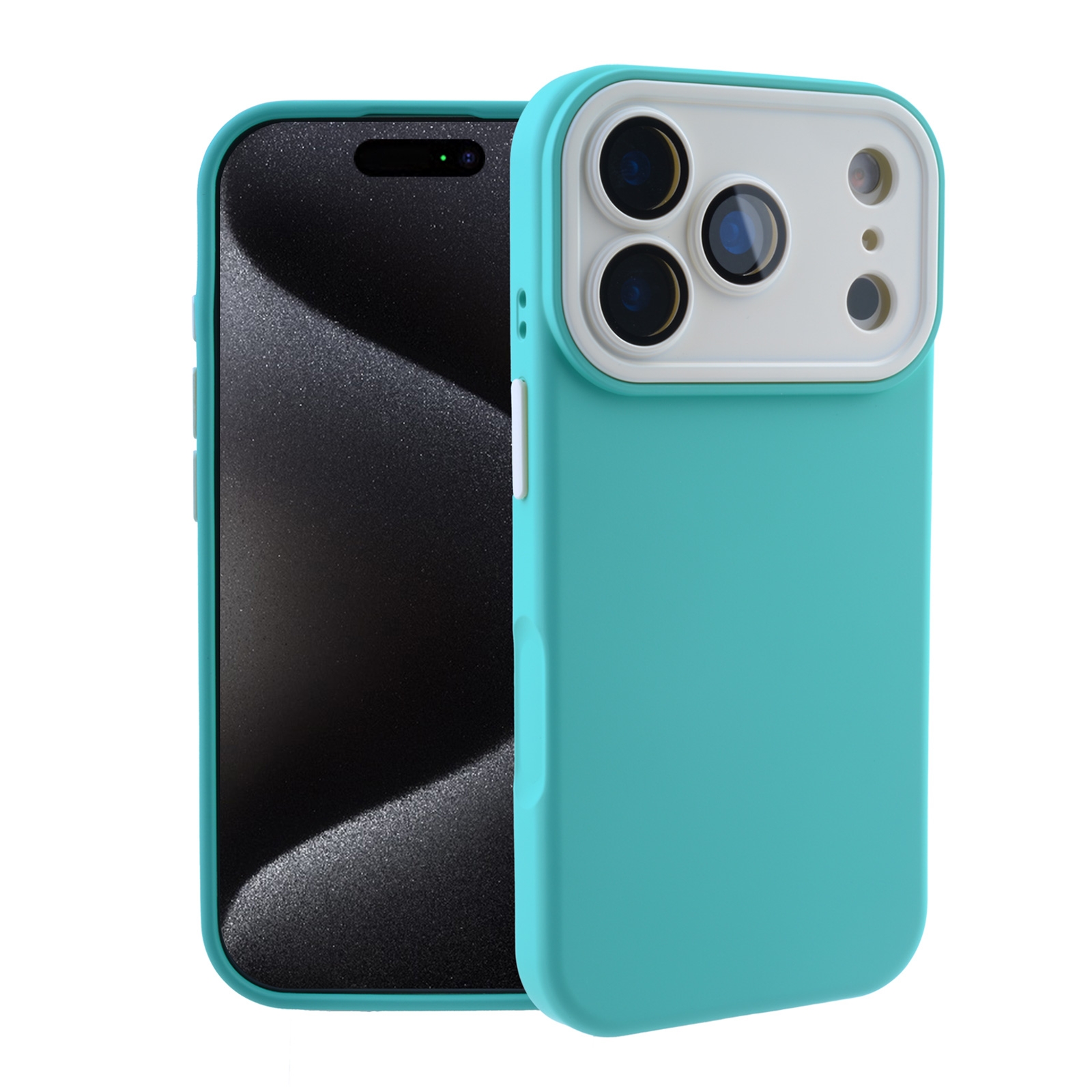 Color Block Silicone Case for iPhone 17 Pro - Color Block Lens Protection, Green
