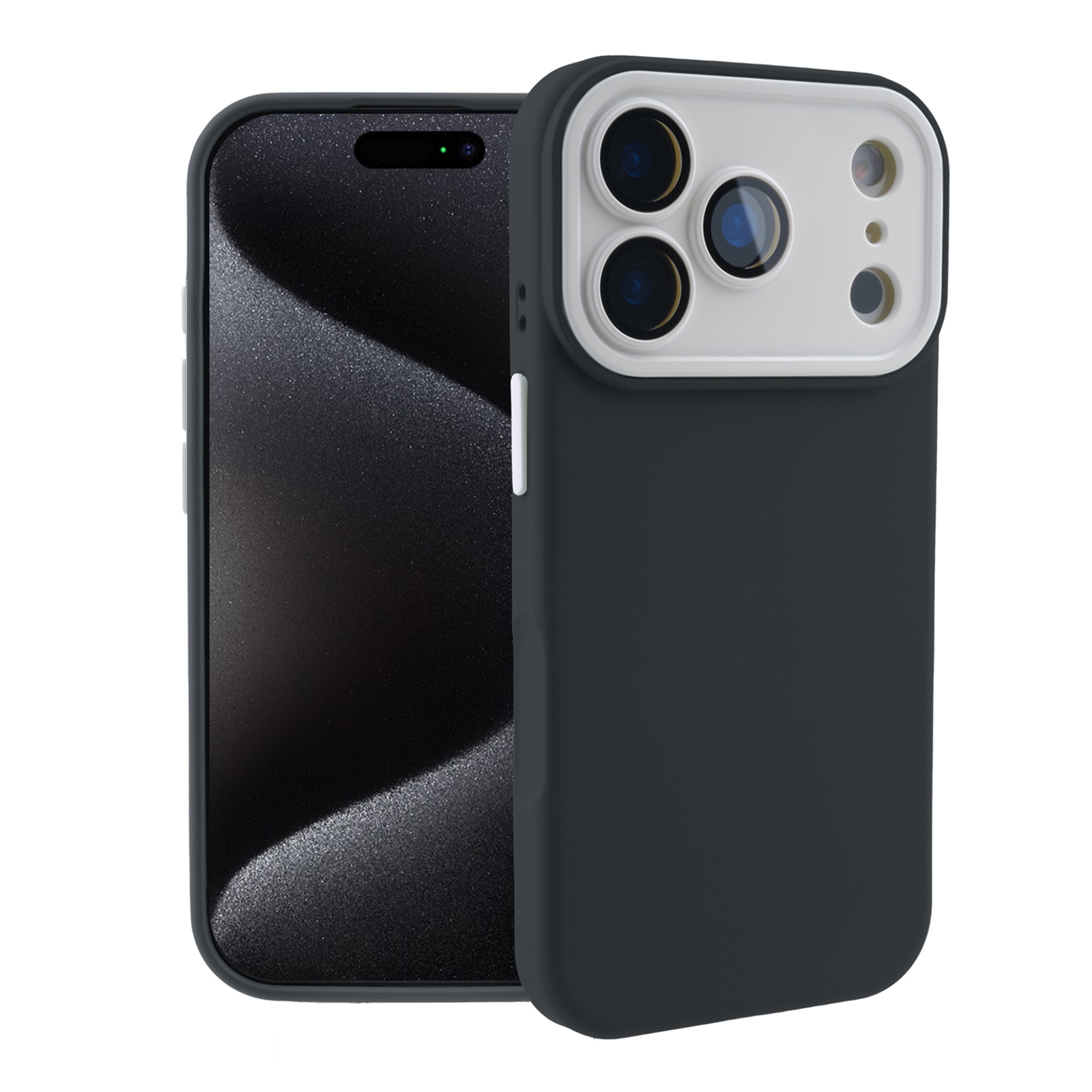 Color Block Silicone Case for iPhone 17 Pro - Color Block Lens Protection, Black