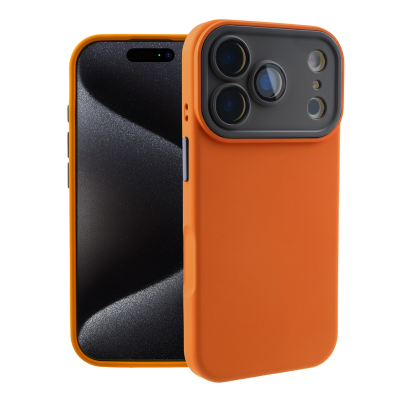  Color Block Silicone Case for iPhone 17 Pro Max - Color Block Lens Protection, Orange