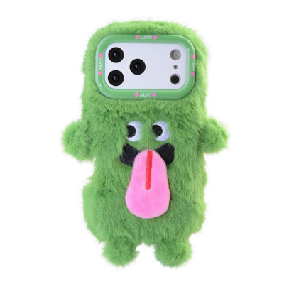 iPhone 17 Pro Plush Monster Tongue Phone Case, Green iPhone 17 Pro Plush Monster Tongue Phone Case, Green
