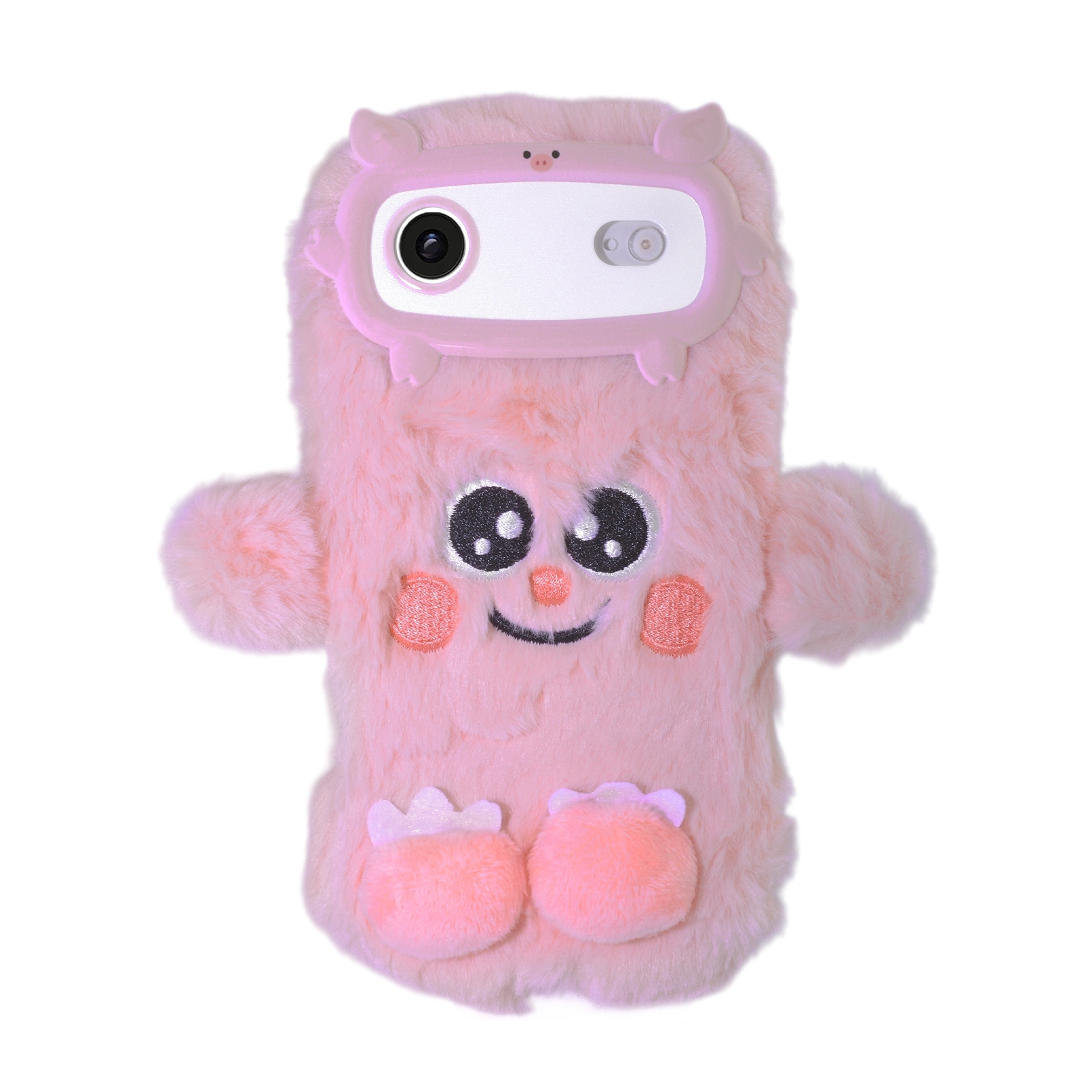 Pink Plush Silicone Monster Phone Case for iPhone Air – Soft Furry Cute Protective Cover