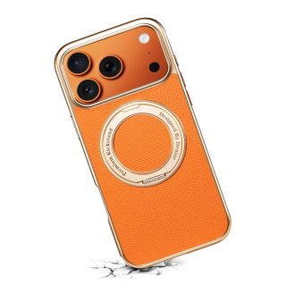 Magnetic Gear Rotating Stand Phone Case for iPhone 17 Pro, Orange