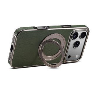 Magnetic Gear Rotating Stand Phone Case for iPhone 17 Pro, Green