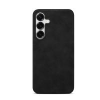  Retro Faux Leather Texture Case for Samsung Galaxy S25 Plus, Black