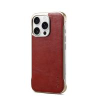  Calf Pattern Genuine Cowhide Leather Frameless Magnetic Case for iPhone 16 Pro Max, Red