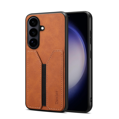  Retro Faux Leather Texture Case with Card Holder for S26, Brown