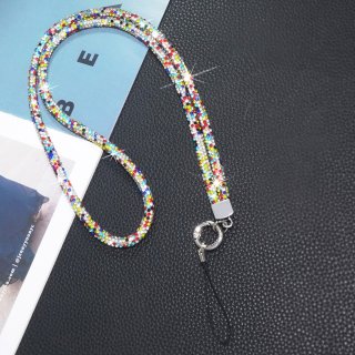  Premium Full Rhinestone Lanyard - 0.6cm Diameter Phone Neck Strap, Multi-Color