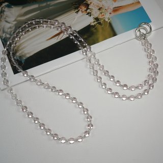  Artificial Crystal Beaded Crossbody Phone Lanyard, Pink