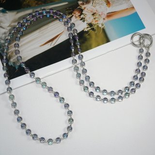  Artificial Crystal Beaded Crossbody Phone Lanyard, Iridescent Purple