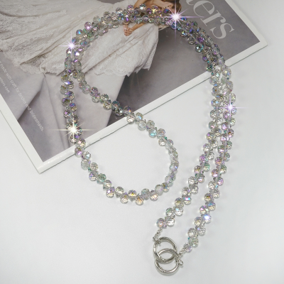  Artificial Strawberry-Shaped Crystal Crossbody Phone Lanyard, Iridescent Purple