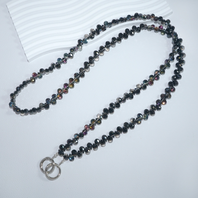  Artificial Strawberry-Shaped Crystal Crossbody Phone Lanyard, Black