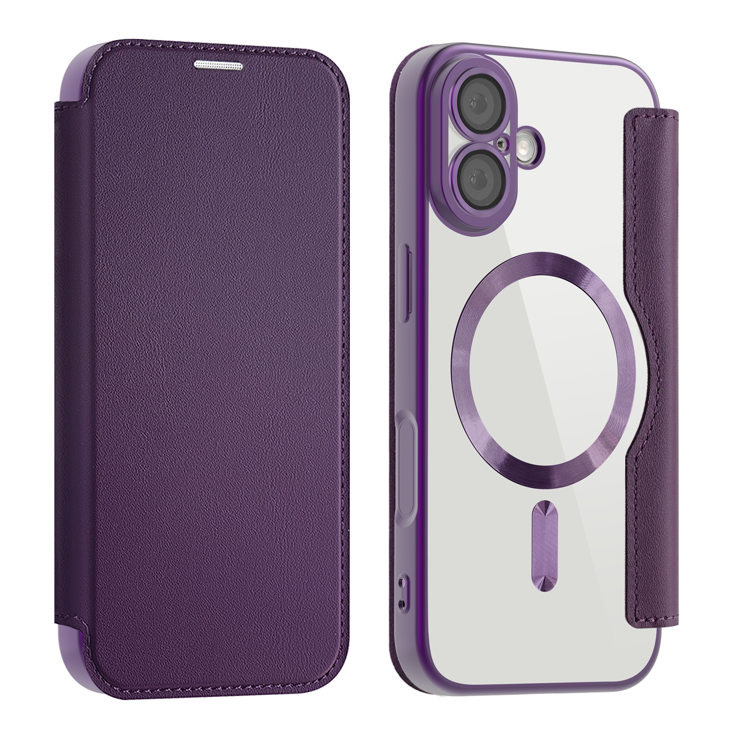 Premium Business PU Folio Case for iPhone 17, Purple