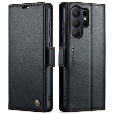  Flip Phone Case for S26 Ultra with Butterfly Buckle - RFID Blocking Anti, Black