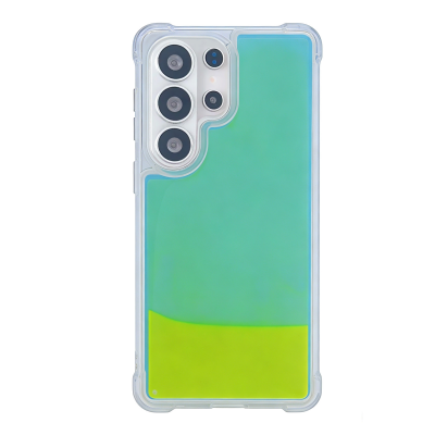  Glow-in-the-Dark Two-Tone Liquid Sand Phone Case for S26 Ultra, Yellow