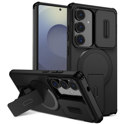  S26 Plus Hidden Kickstand Armor Design Protective Case, Black