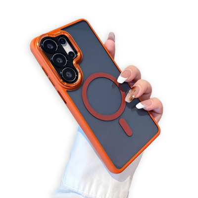  Semi-Transparent Acrylic Back Panel Magnetic Case for S26 Ultra, Orange