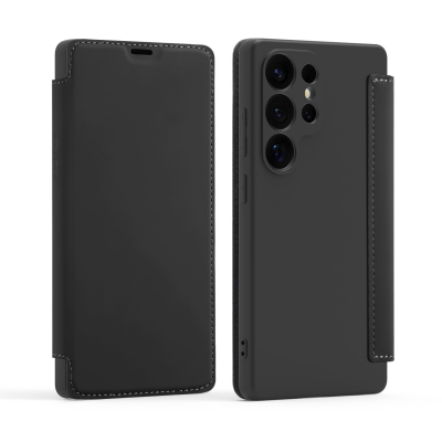  Skin-Feel PU Flip Phone Case for S26 Ultra, Black