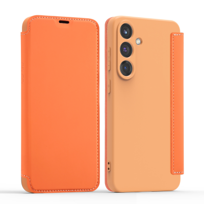  Skin-Feel PU Flip Phone Case for S26 Plus, Orange