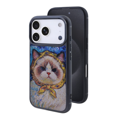 Van Gogh Style Ragdoll Cat Phone Case for iPhone 17 Pro, Blue