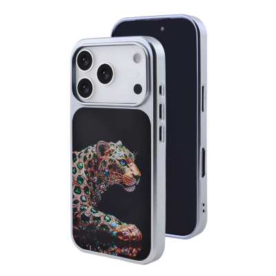  Jeweled Leopard Art Case for iPhone 17 Pro Max - Opulent Green Gem Design, Yellow