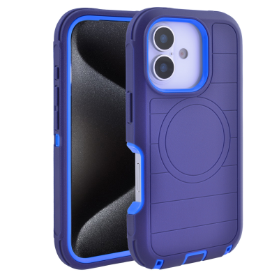  Durable Striped Texture Phone Case for iPhone 17, Dark Blue