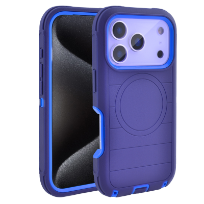  Durable Striped Texture Phone Case for iPhone 17 Pro Max, Dark Blue