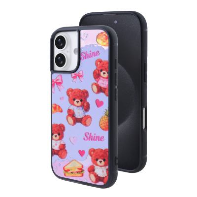 Teddy Bear Magnetic Case for iPhone 17 - Cute Background with Bows & Hearts