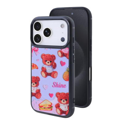 Teddy Bear Magnetic Case for iPhone 17 Pro Max - Cute Background with Bows & Hearts