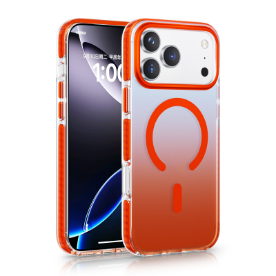 Frosted Clear gradient Magnetic Case for iPhone 17 Pro, Orange
