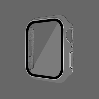 PC Case with Built-in Tempered Glass for iWatch Series 7/8/9 (45mm), Clear