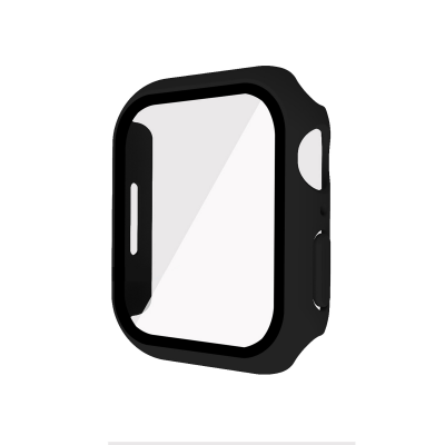 PC Case with Built-in Tempered Glass for iWatch Series 7/8/9 (45mm), Black