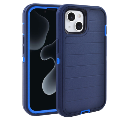  Durable Striped Texture Phone Case for iPhone 13, Dark Blue