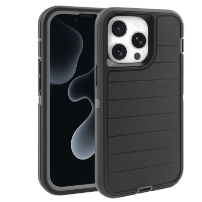 Durable Striped Texture Phone Case for iPhone 14 Pro Max, Black