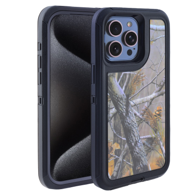 Real Tree Camo Phone Case for iPhone 14 Pro - Shockproof and Scratch-Resistant Protective Cover, Black