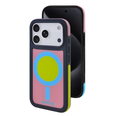  Y2K Dopamine Color Block Magnetic Case for iPhone 17 Pro Max, Black and Pink